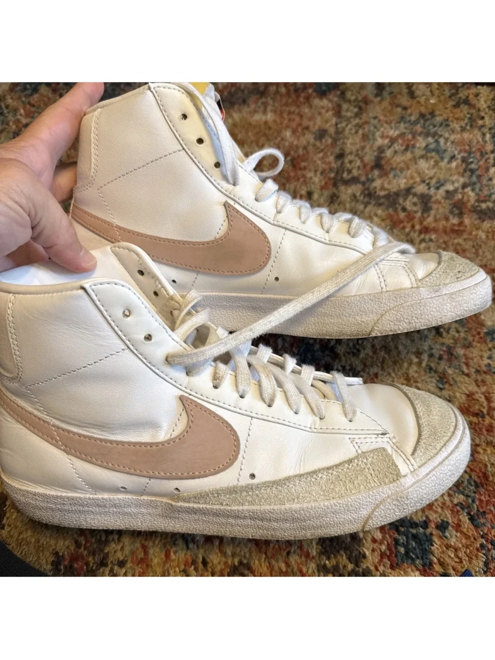 Nike Women’s White and Pink Blazer High Top Sneakers Size 9